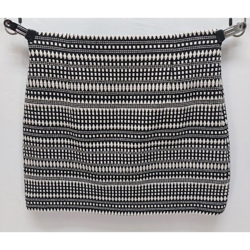 Zara Woman Mini Skirt Women's Geometric Jacquard Textured Medium Black Woven Mod